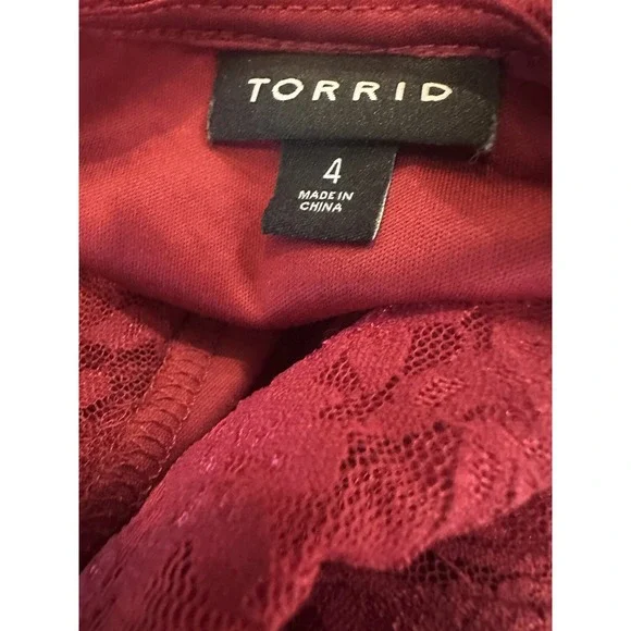 Torrid Babydoll Stretch Lace Cold Shoulder Top Biking Red Plus Size 4 4X - Picture 8 of 15